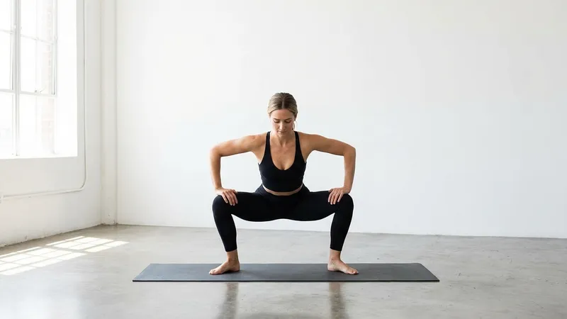 Person hält eine tiefe Hocke (Deep Squat) Position